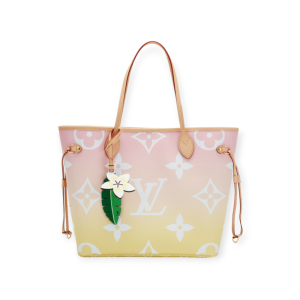 Louis Vuitton Light Pink And Yellow Giant Monogram Coated Canvas By The Pool Neverfull MM Gold Hardware