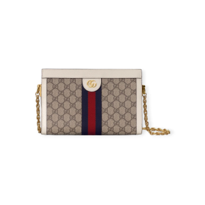 Gucci Ophidia Mini Textured Leather-trimmed Printed Coated Canvas Shoulder Bag - White