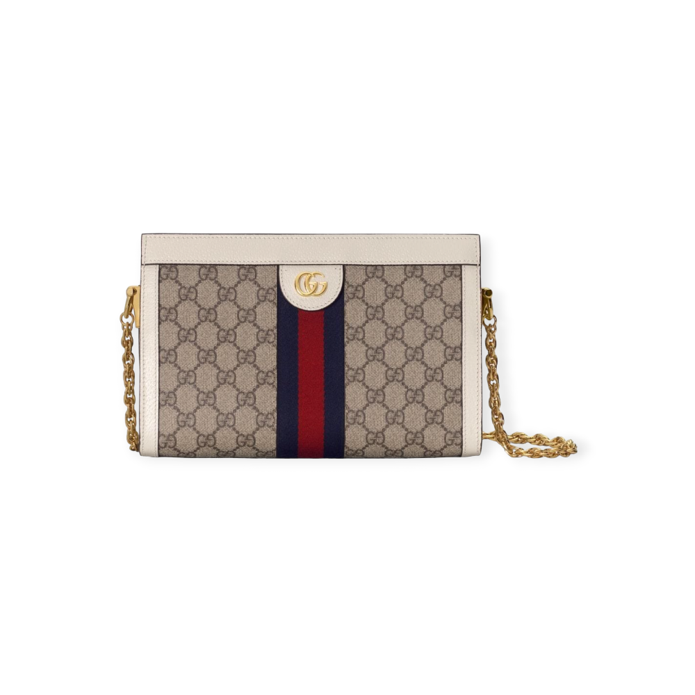 Gucci Ophidia Mini Textured Leather-Trimmed Printed Coated Canvas Shoulder Bag – White