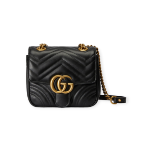 Gucci G Marmont Quilted Mini Chain Shoulder Bag Black