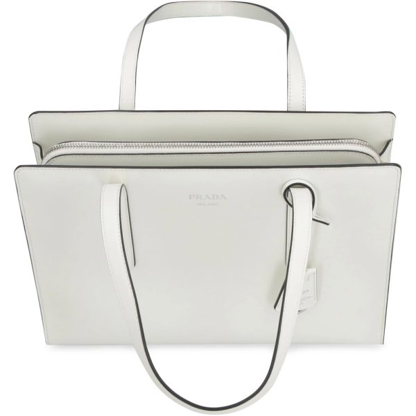 Prada Re-Edition 1995 Brushed Leather Large Handbag White