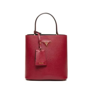 Small Saffiano Leather Prada Panier Bag Red